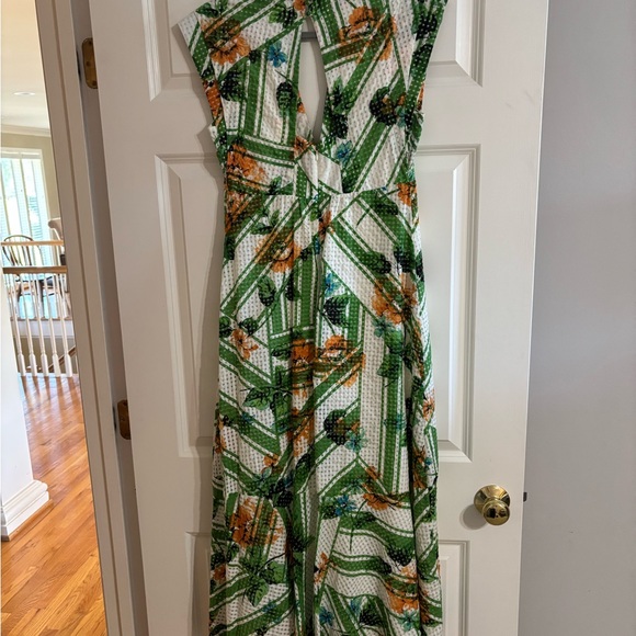 Maeve Green, White & Orange Floral dress with Cap Sleeves - Picture 4 of 9